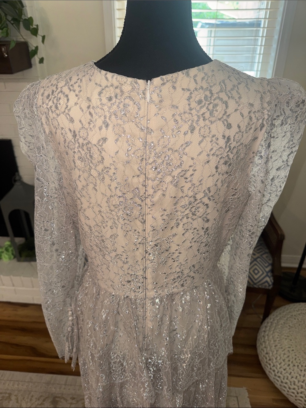 NWT ANTONIO MELANI x Born on Fifth White Lace Tiered Maxi Dress with Long Sleeve - Picture 10 of 14